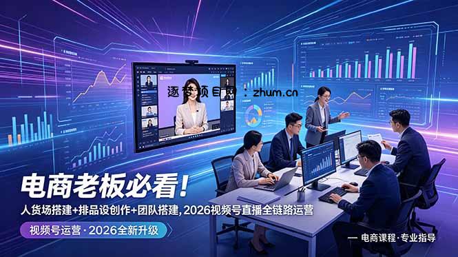 电商老板必看!人货场搭建+排品设计+素材创作+团队搭建,2026视频号直播全链路运营-逐梦项目网