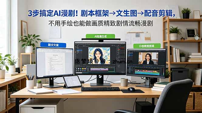 3步搞定AI漫剧!剧本框架→文生图→配音剪辑,不用手绘也能做画质精致剧情流畅漫剧-逐梦项目网