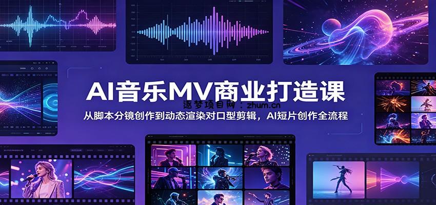 AI音乐MV商业打造课:从脚本分镜创作到动态渲染对口型剪辑,AI短片创作全流程-逐梦项目网
