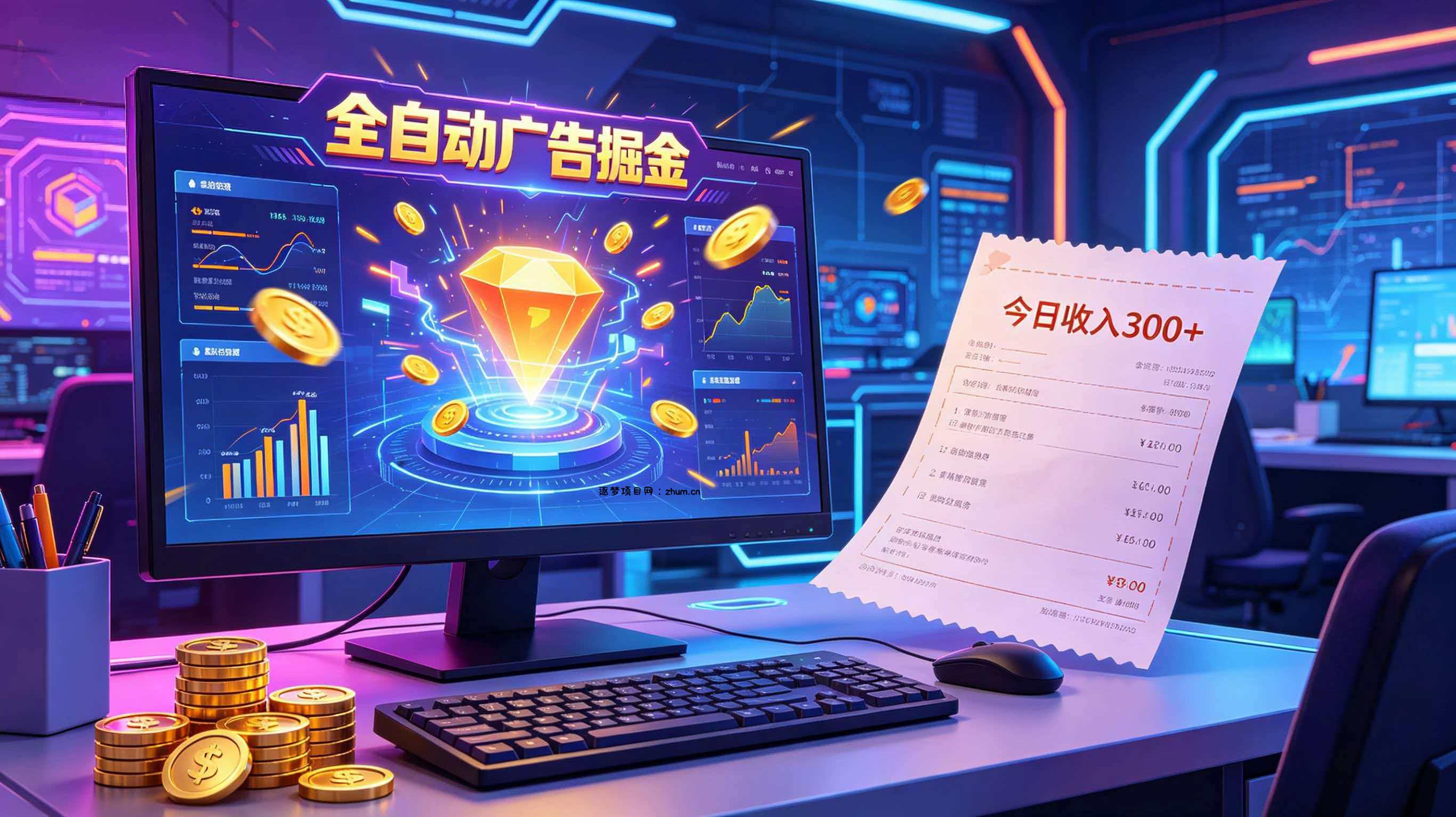 全自动广告掘金,日入300+。全程Ai自动化运行,解放双手,时间自由。收益稳定-逐梦项目网