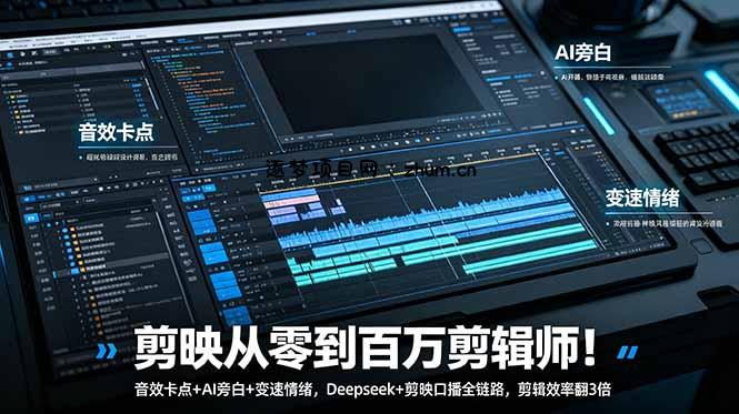 剪映从零到百万剪辑师!音效卡点+AI旁白+变速情绪,Deepseek+剪映口播全链路,剪辑效率翻3倍-逐梦项目网