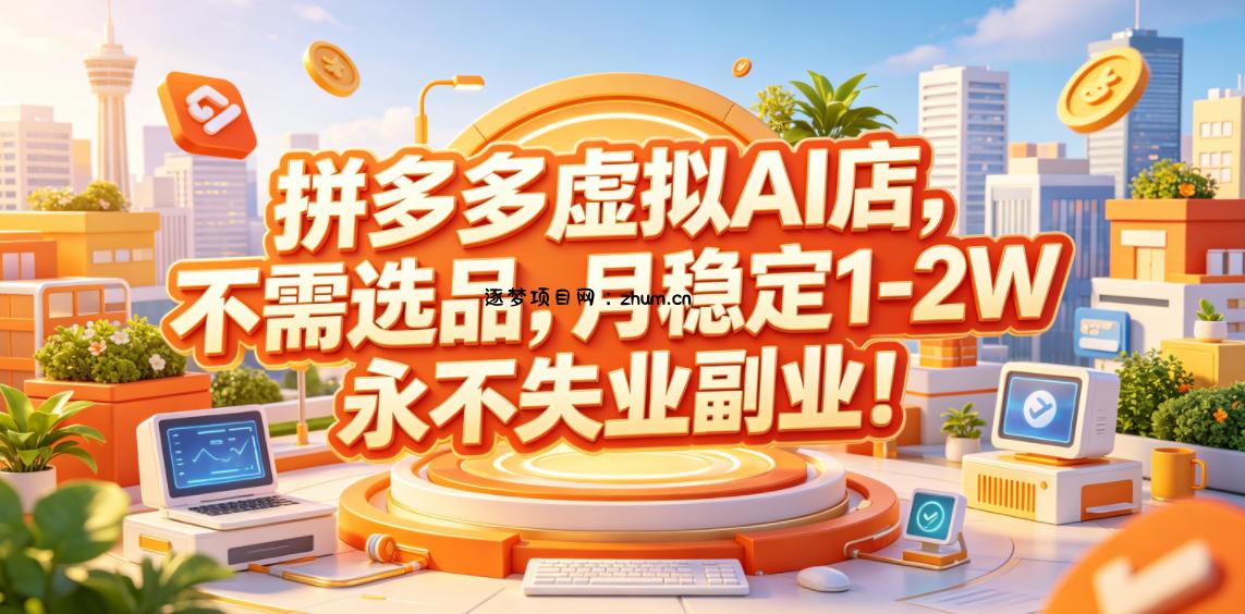 拼多多虚拟AI店,不需选品,月稳定1-2W,永不失业副业!【揭秘】-逐梦项目网