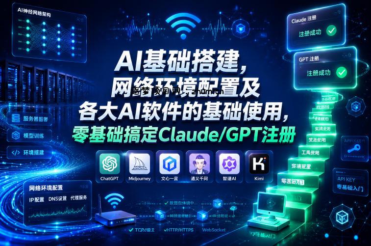 AI基础搭建,网络环境配置及各大AI软件的基础使用,零基础搞定Claude/GPT注册-逐梦项目网