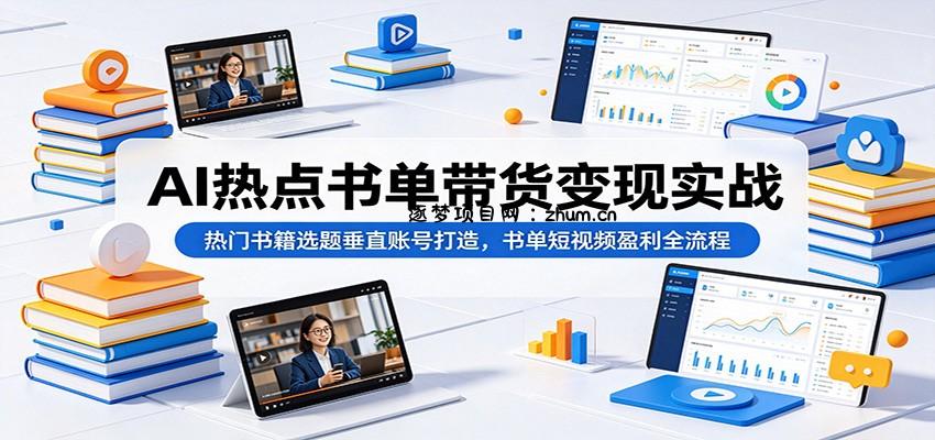 AI热点书单带货变现实战:热门书籍选题垂直账号打造,书单短视频盈利全流程-逐梦项目网