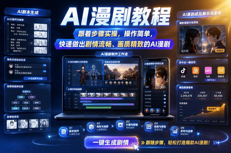 AI漫剧教程,跟着步骤实操,操作简单,快速做出剧情流畅、画质精致的AI漫剧-逐梦项目网
