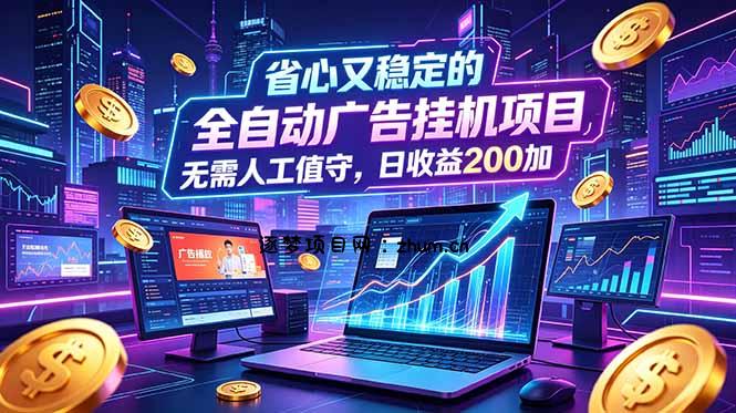 全自动广告挂机项目,全程无需人工值守。稳定创收每日收益200+-逐梦项目网