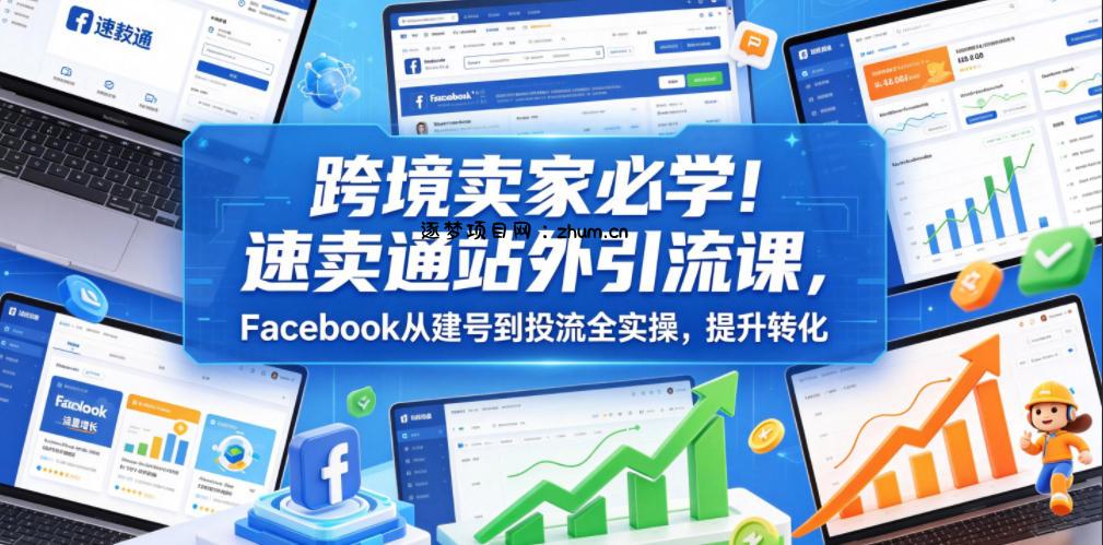 跨境卖家必学!速卖通站外引流课,Facebook从建号到投流全实操,提升转化-逐梦项目网