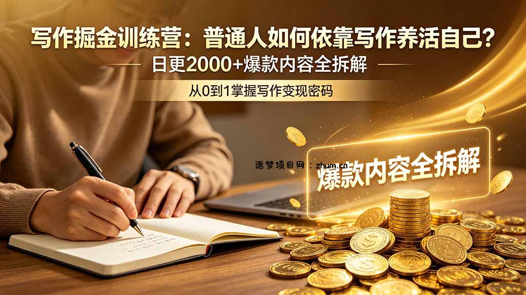 写作掘金训练营:普通人如何依靠写作养活自己?日更2000+爆款内容全拆解-逐梦项目网