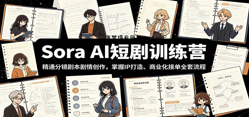 Sora AI短剧训练营：精通分镜剧本剧情创作，掌握IP打造、商业化接单全套流程-逐梦项目网