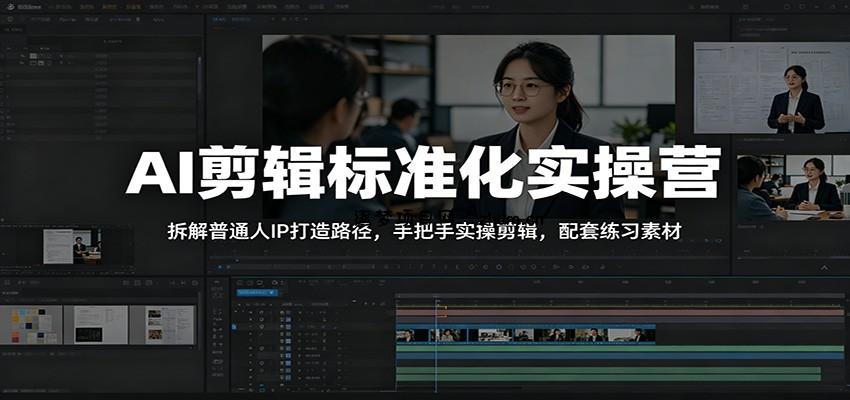 AI剪辑标准化实操营：拆解普通人IP打造路径，手把手实操剪辑，配套练习素材-逐梦项目网