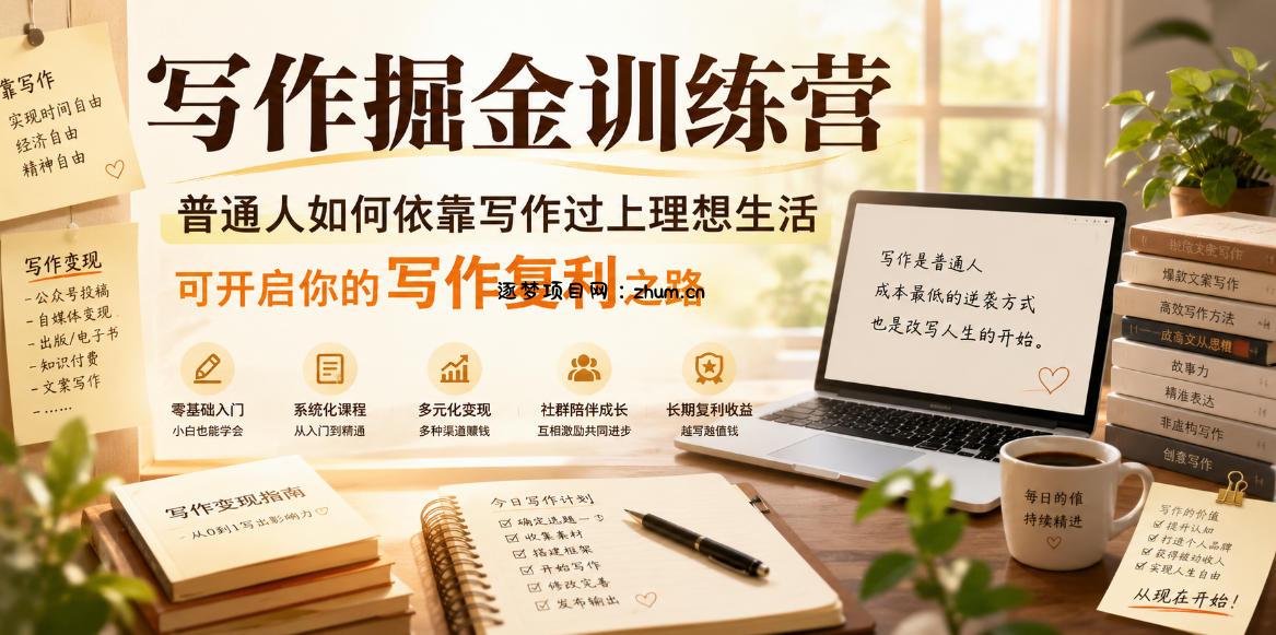 写作掘金训练营,普通人如何依靠写作过上理想生活,可开启你的写作复利之路(更新6月)-逐梦项目网