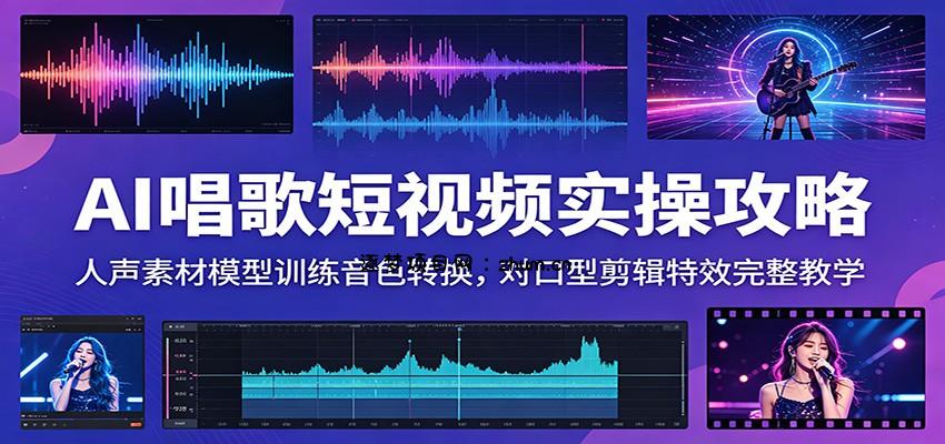 AI唱歌短视频实操攻略：人声素材模型训练音色转换，对口型剪辑特效完整教学-逐梦项目网