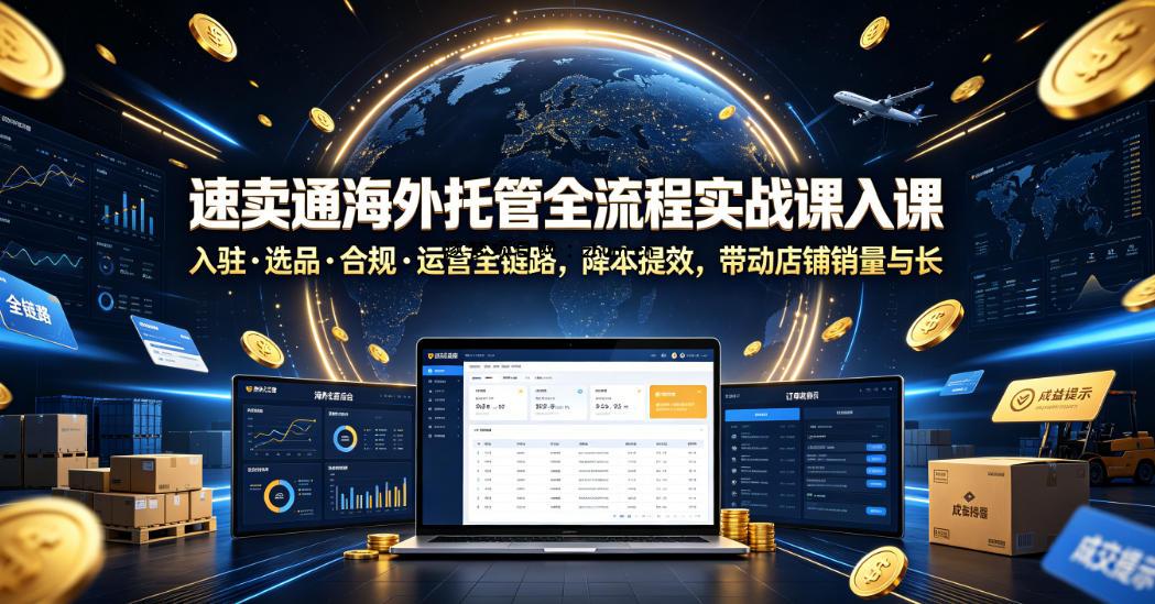 速卖通海外托管全流程实战课入驻・选品・合规・运营全链路,降本提效,带动店铺销量与收益增长-逐梦项目网