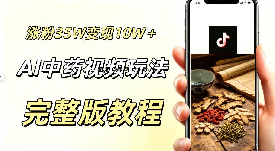 用ai做中药视频,涨粉35.8W,分成计划+橱窗累计变现10W+-逐梦项目网