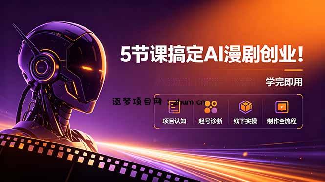 5节课搞定AI漫剧创业!项目认知+起号诊断+线下实操+制作全流程,学完即用-逐梦项目网