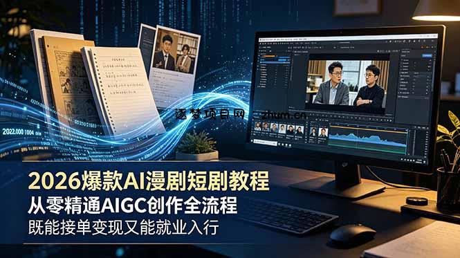 2026 爆款 AI 漫剧短剧教程 从零精通 AIGC 创作全流程 既能接单变现又能就业入行-逐梦项目网