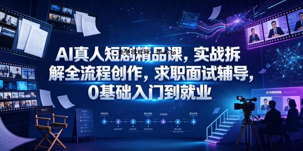 AI真人短剧精品课,实战拆解全流程创作,求职面试辅导,0基础入门到就业-逐梦项目网
