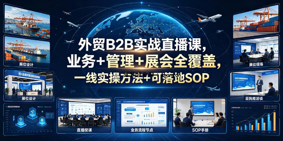 外贸B2B实战直播课,业务+管理+展会全覆盖,一线实操方法+可落地SOP-逐梦项目网