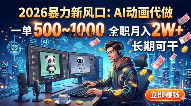 2026暴力新风口：AI动画代做，一单500~1000，全职月入2W+，长期可干-逐梦项目网