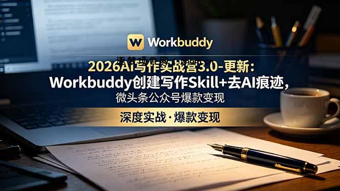 2026AI写作实战营3.0-更新:Workbuddy创建写作Skill+去AI痕迹,微头条公众号爆款变现-逐梦项目网
