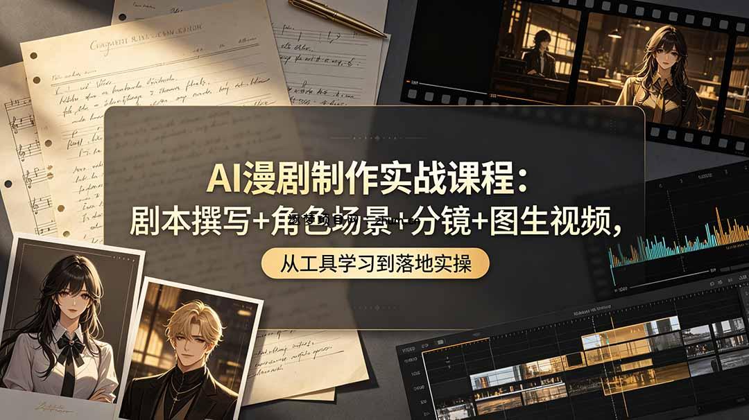 AI漫剧制作实战课程：剧本撰写+角色场景+分镜+图生视频，从工具学习到落地实操-逐梦项目网