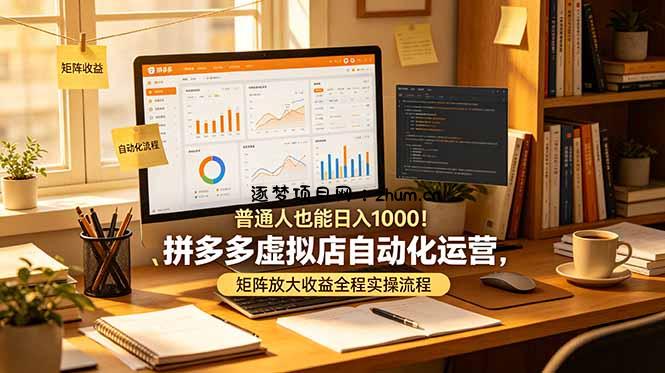 普通人也能日入 1000！拼多多虚拟店自动化运营，矩阵放大收益全程实操流程-逐梦项目网