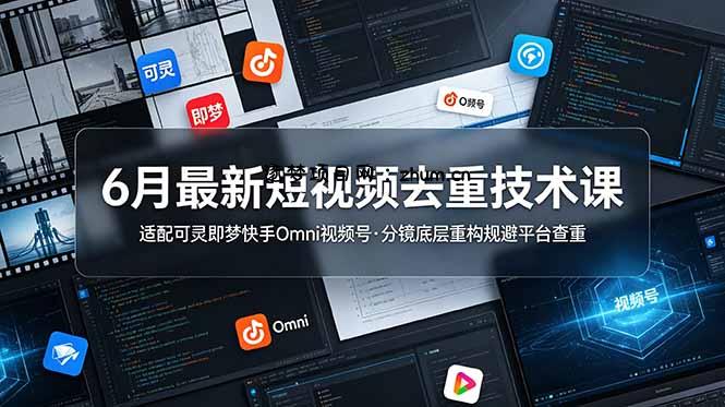 6月最新短视频去重技术课，适配可灵即梦快手Omni视频号，分镜底层重构规避平台查重-逐梦项目网