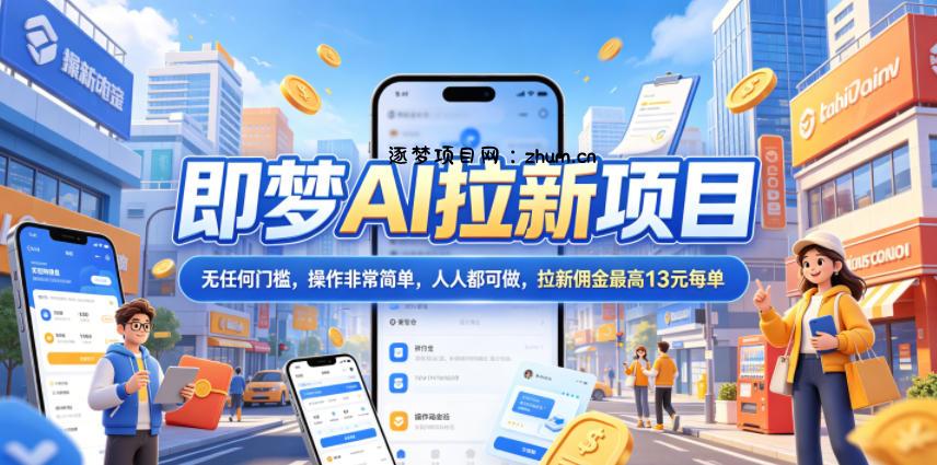 2026年即梦AI拉新项目最新玩法，无任何门槛，操作非常简单，人人都可做，拉新佣金最高13米每单(更新6月24日)-逐梦项目网