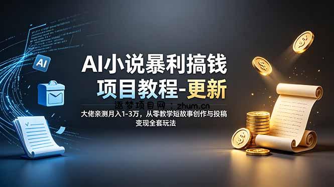 AI小说暴利搞钱项目教程-更新，大佬亲测月入1-3万，从零教学短故事创作与投稿变现全套玩法-逐梦项目网