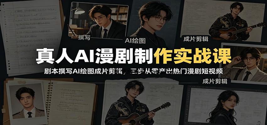 真人AI漫剧制作实战课：剧本撰写AI绘图成片剪辑，三步从零产出热门漫剧短视频-逐梦项目网