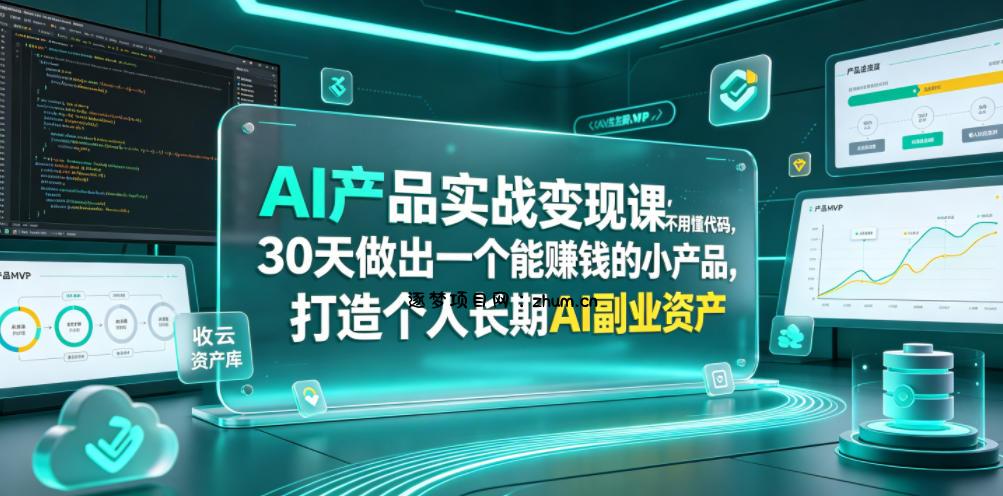 AI产品实战变现课，不用懂代码，30天做出一个能賺钱的小产品，打造个人长期AI副业资产-逐梦项目网