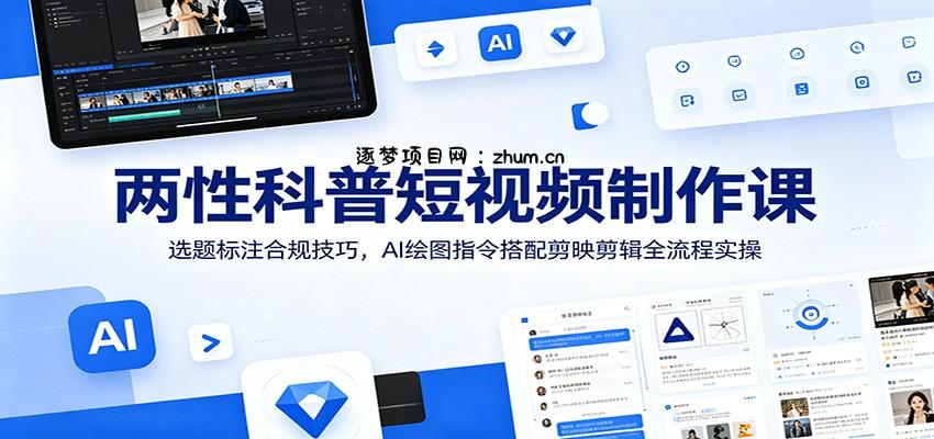 两性科普短视频制作课：选题标注合规技巧，AI绘图指令搭配剪映剪辑全流程实操-逐梦项目网