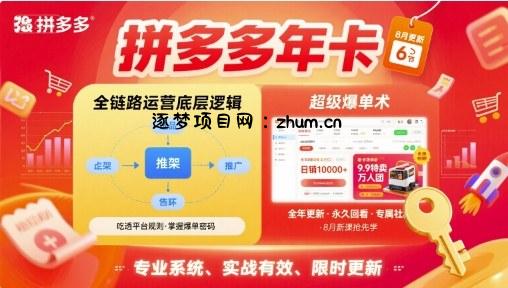 拼多多年卡，拼多多全链路运营底层逻辑，超级爆单术【更新26年6月】-逐梦项目网