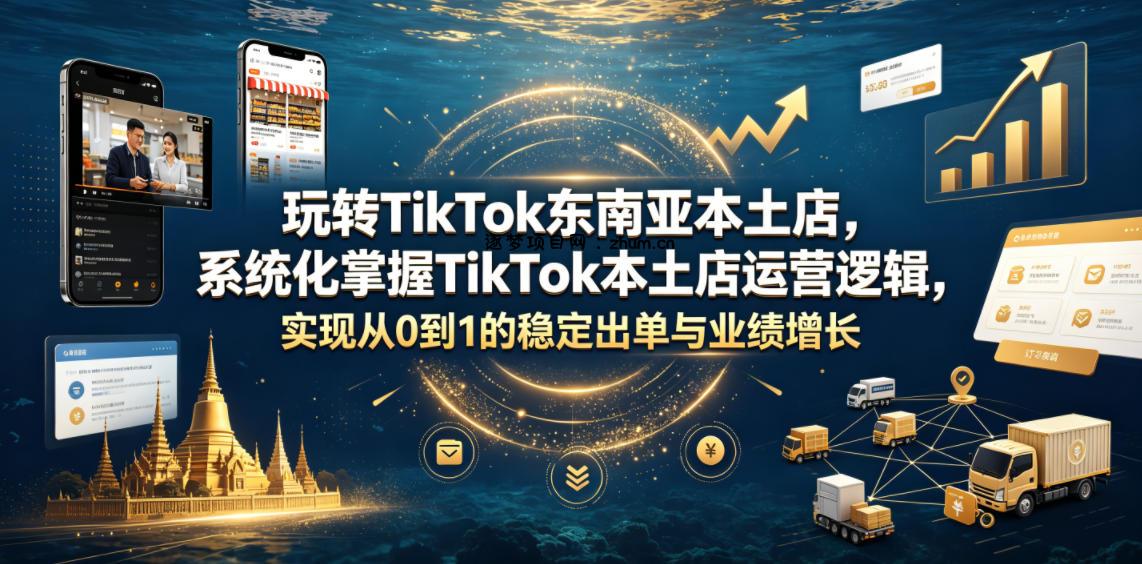 玩转TikTok东南亚本土店，系统化掌握TikTok本土店运营逻辑，实现从0到1的稳定出单与业绩增长-逐梦项目网