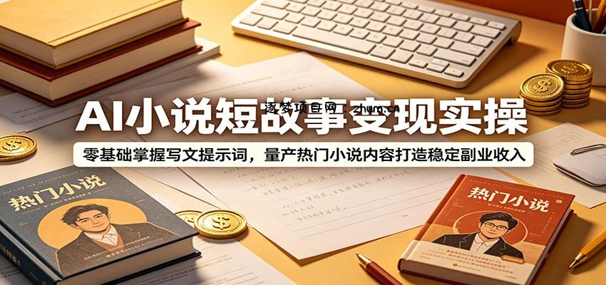 AI小说短故事变现实操：零基础掌握写文提示词，量产热门小说内容打造稳定副业收入-逐梦项目网