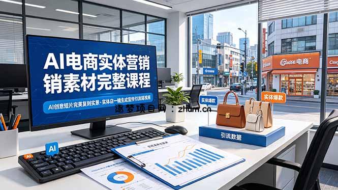 AI电商实体营销素材完整课程，AI创意短片完美复刻实景，实体店一键生成宣传引流短视频-逐梦项目网