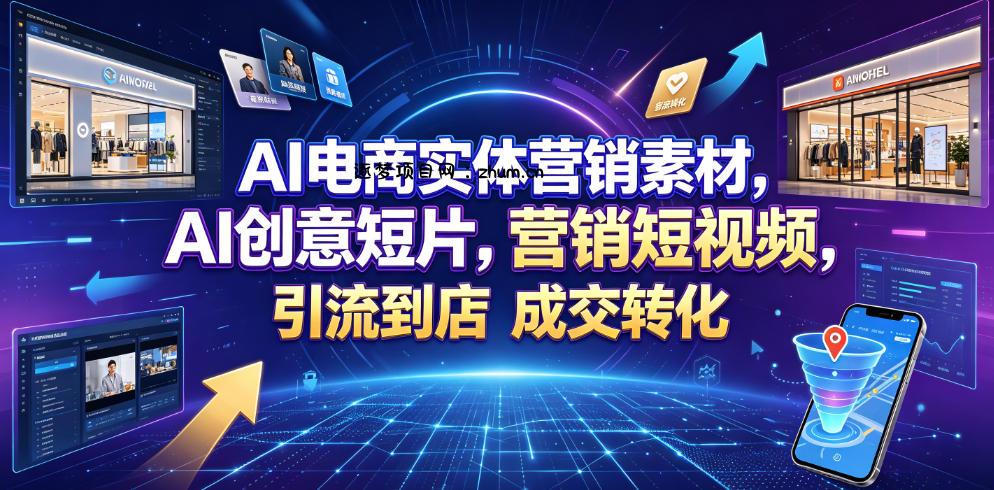 AI电商实体营销素材，AI创意短片，高效打造营销短视频，轻松引流到店，稳定提升门店客流与成交转化-逐梦项目网