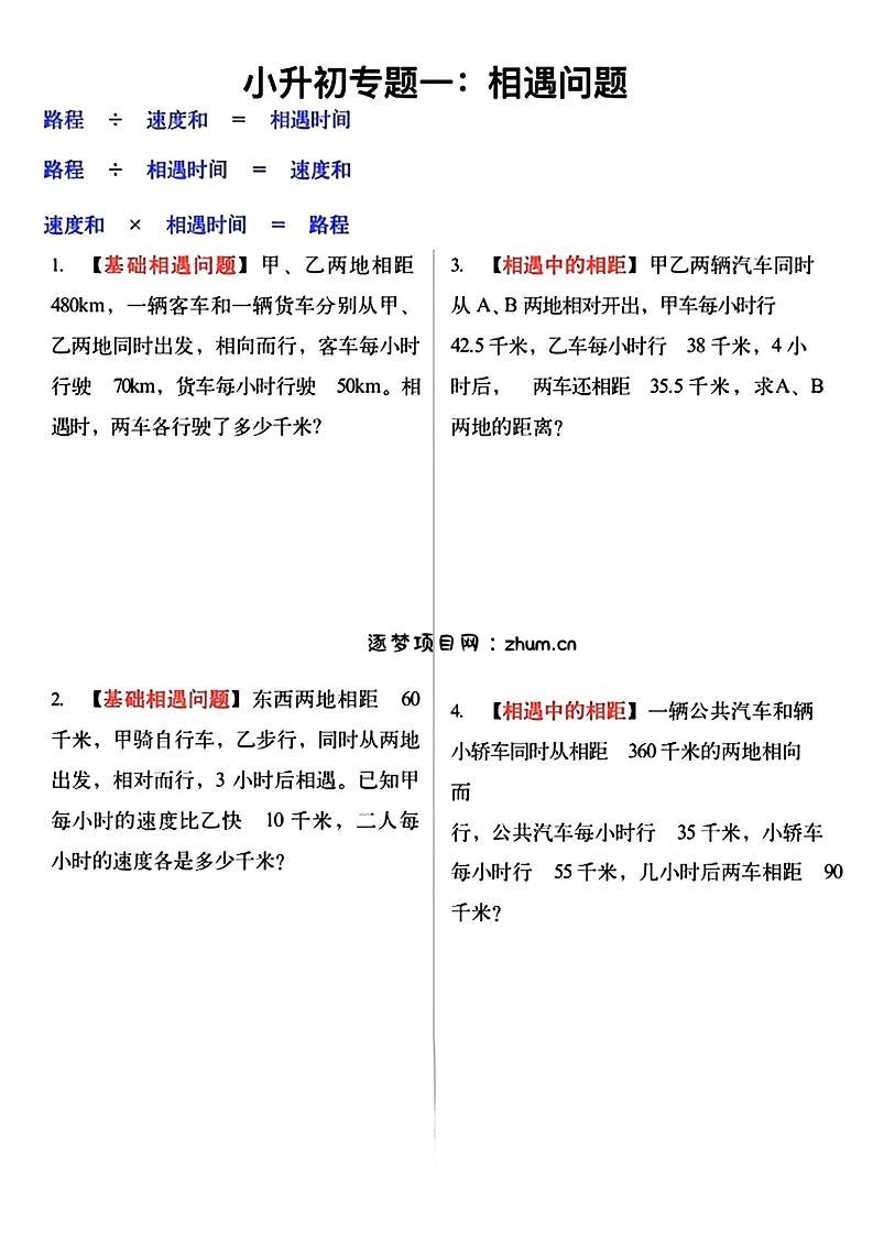 六年级下数学小升初必考应用题12大专题练习-逐梦项目网