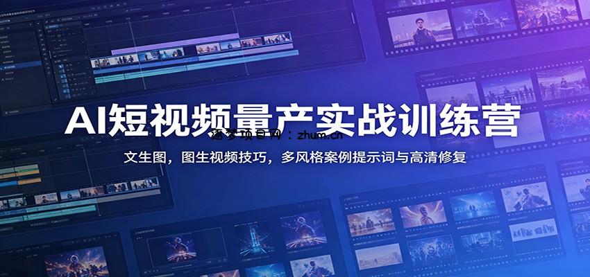 AI短视频量产实战训练营：文生图，图生视频技巧，多风格案例提示词与高清修复-逐梦项目网