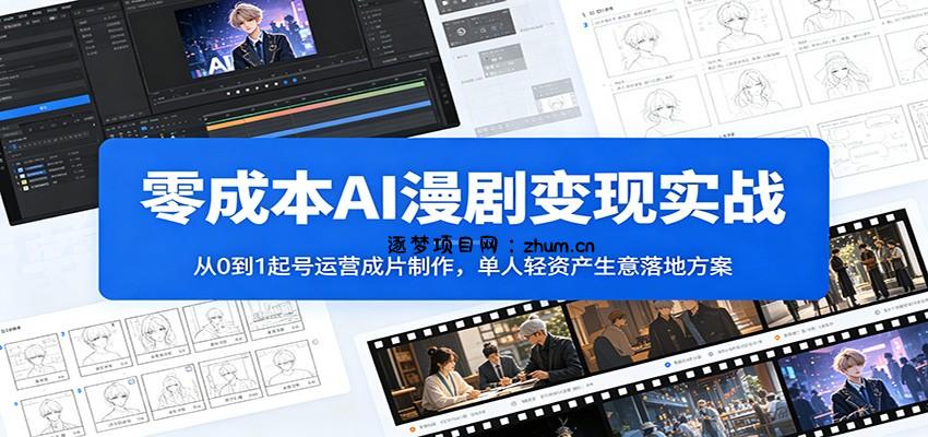 零成本AI漫剧变现实战：从0到1起号运营成片制作，单人轻资产生意落地方案-逐梦项目网