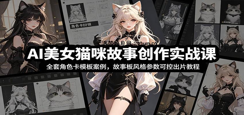 AI美女猫咪故事创作实战课：全套角色卡模板案例，故事板风格参数可控出片教程-逐梦项目网