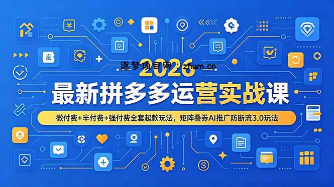 2026最新拼多多运营实战课，微付费+半付费+强付费全套起款玩法，矩阵叠券AI推广防断流3.0玩法-逐梦项目网