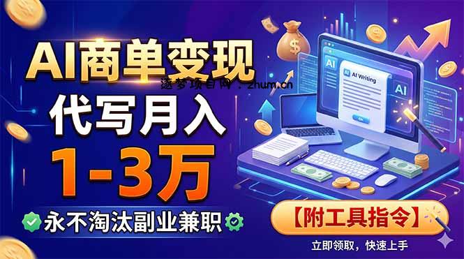 AI商单变现，靠代写月入1-3万，永不淘汰副业兼职【附工具指令】-逐梦项目网