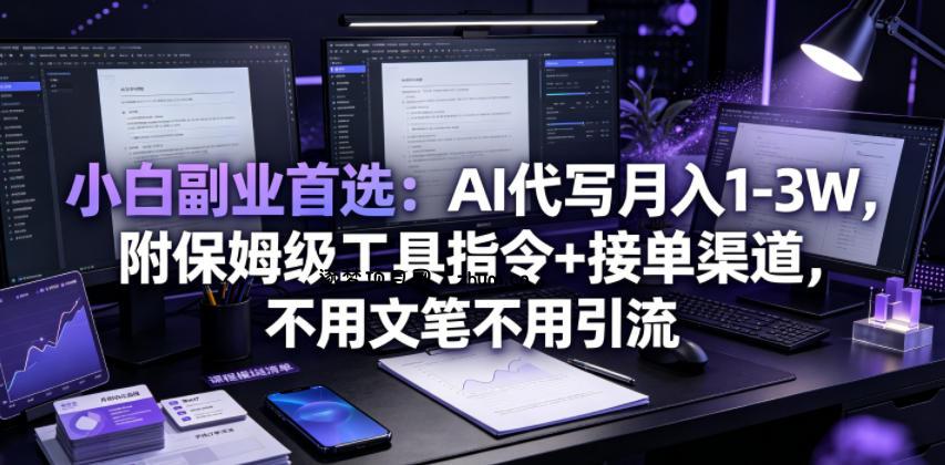 小白副业首选:AI代写月入1-3W,附保姆级工具指令+接单渠道,不用文笔不用引流【揭秘】