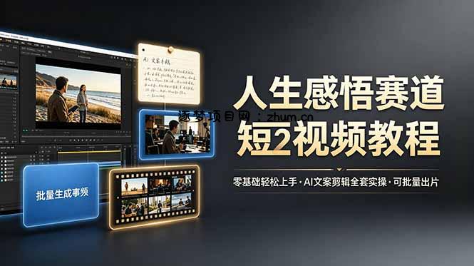 人生感悟赛道短视频教程，零基础轻松上手，AI文案剪辑全套实操可批量出片-逐梦项目网