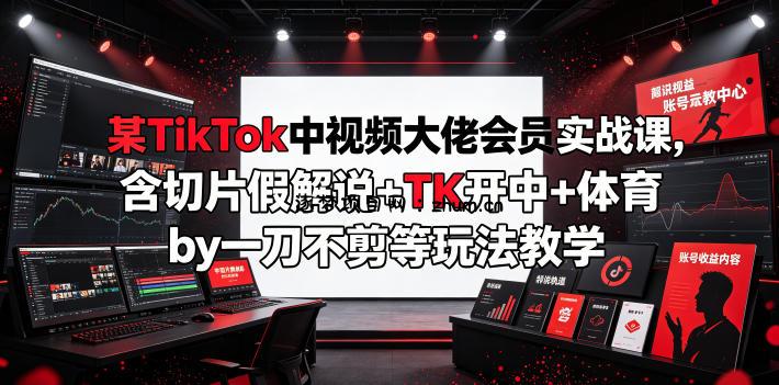某TikTok中视频大佬会员实战课,含切片假解说+TK开中+体育by一刀不剪等玩法教学
