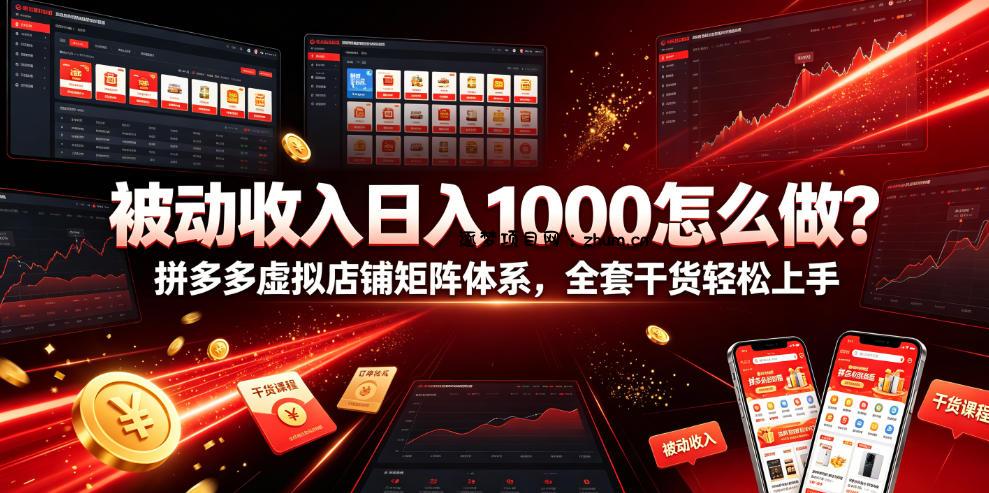 被动收入日入1000怎么做?拼多多虚拟店铺矩阵体系,全套干货轻松上手【揭秘】-逐梦项目网