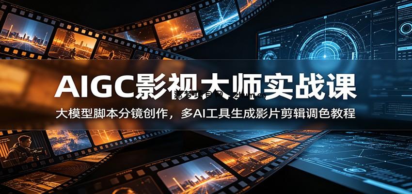 AIGC影视大师实战课：大模型脚本分镜创作，多AI工具生成影片剪辑调色教程-逐梦项目网