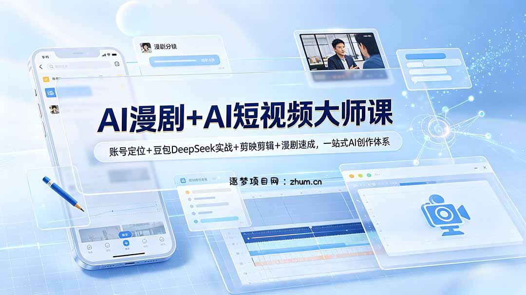 AI漫剧+AI短视频大师课：账号定位+豆包DeepSeek实战+剪映剪辑+漫剧速成，一站式AI创作体系-逐梦项目网