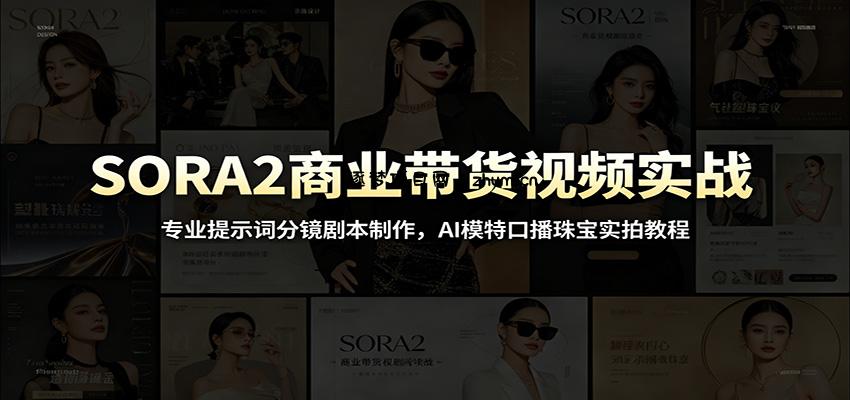 SORA2商业带货视频实战：专业提示词分镜剧本制作，AI模特口播珠宝实拍教程-逐梦项目网